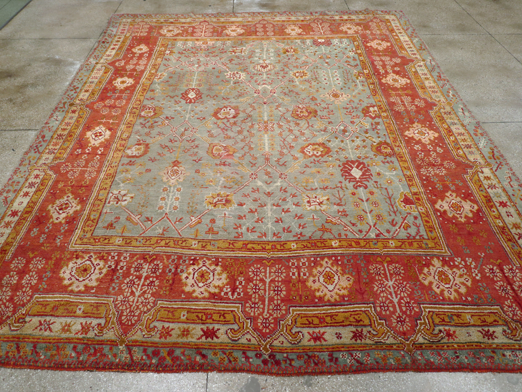 Antique Turkish Oushak Room Size Carpet, No.30183 - Galerie Shabab