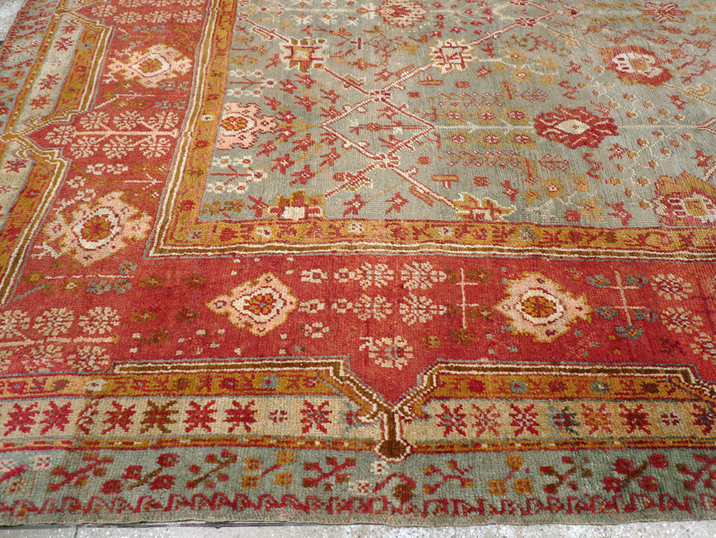 Antique Turkish Oushak Room Size Carpet, No.30183 - Galerie Shabab