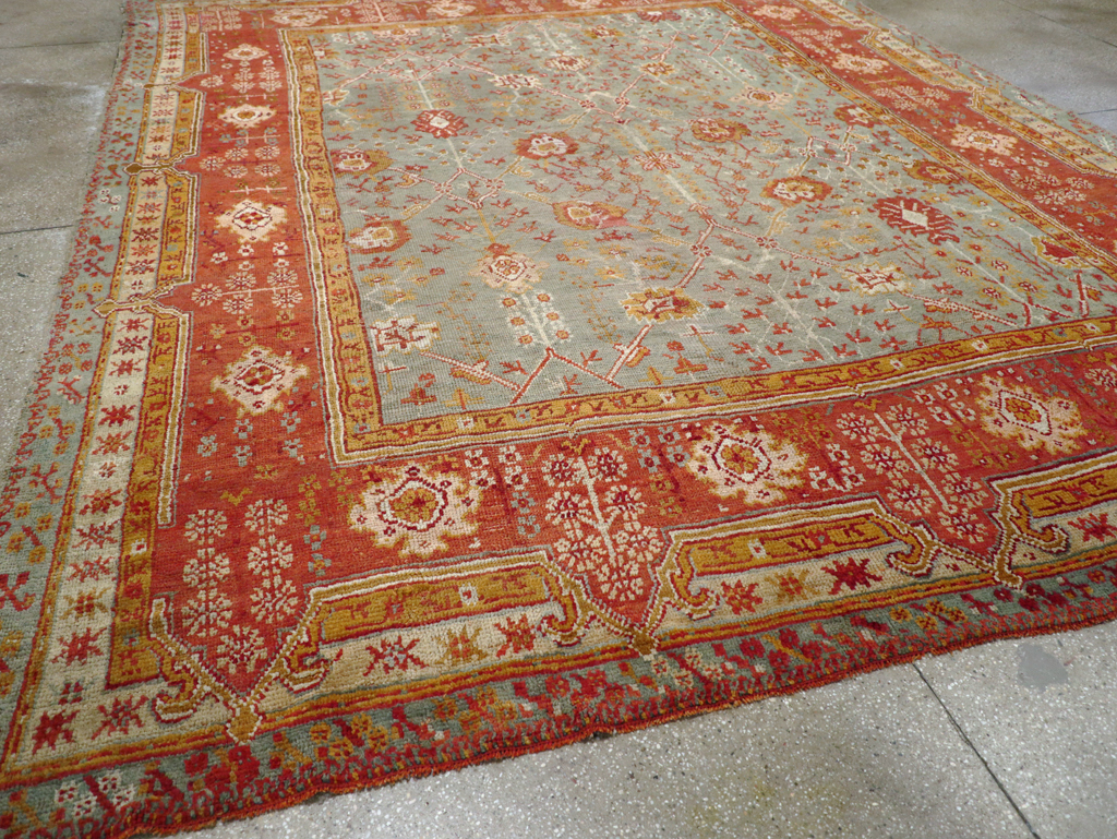 Antique Turkish Oushak Room Size Carpet, No.30183 - Galerie Shabab