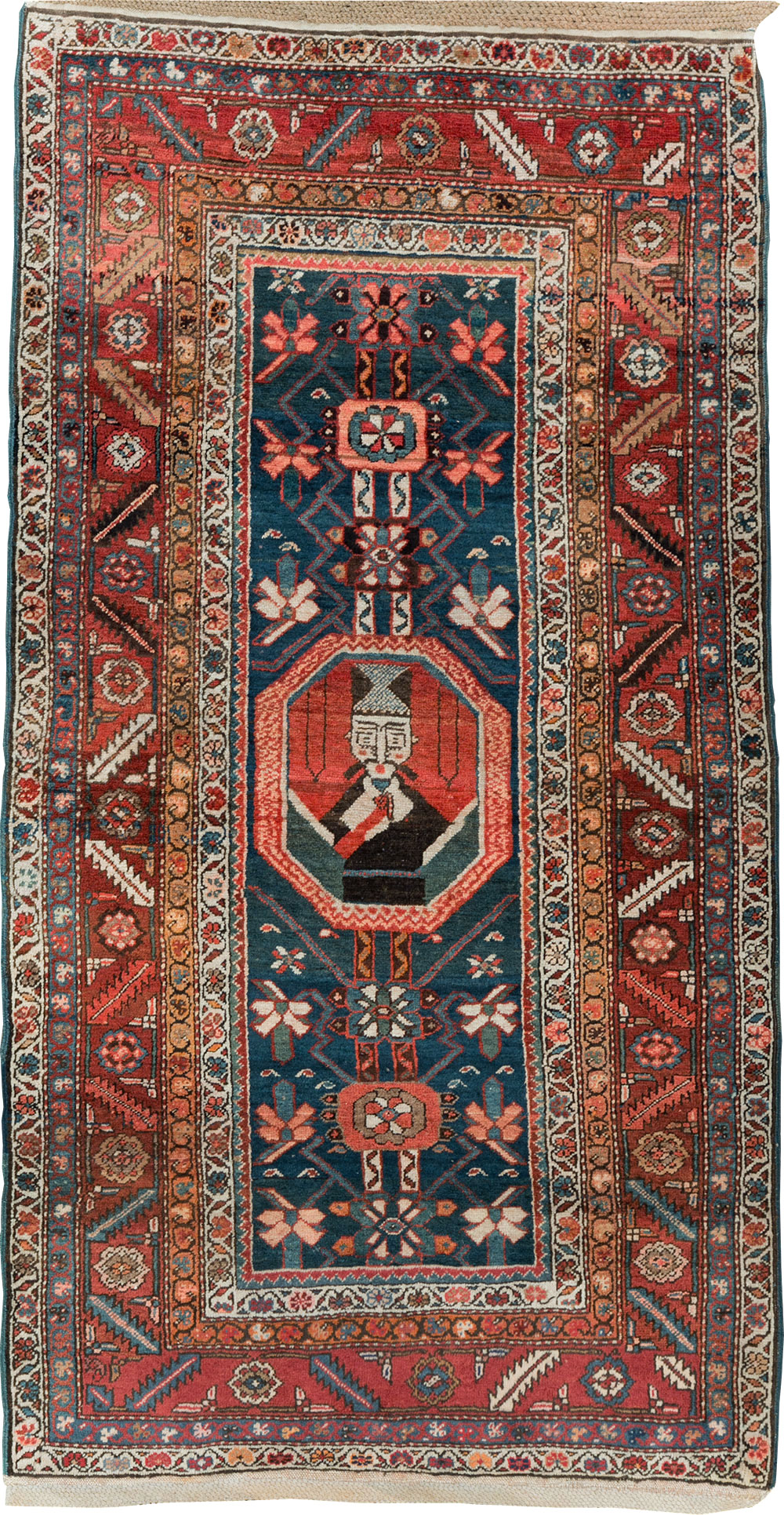 Antique Persian Bakshaish Pictorial Throw Rug, No.30188 - Galerie Shabab