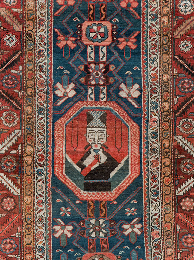 Antique Persian Bakshaish Pictorial Throw Rug, No.30188 - Galerie Shabab