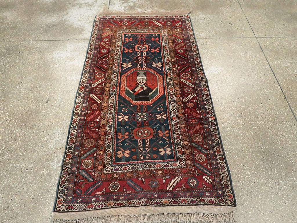 Antique Persian Bakshaish Pictorial Throw Rug, No.30188 - Galerie Shabab