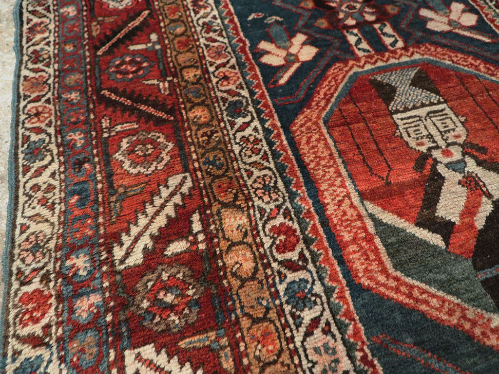 Antique Persian Bakshaish Pictorial Throw Rug, No.30188 - Galerie Shabab