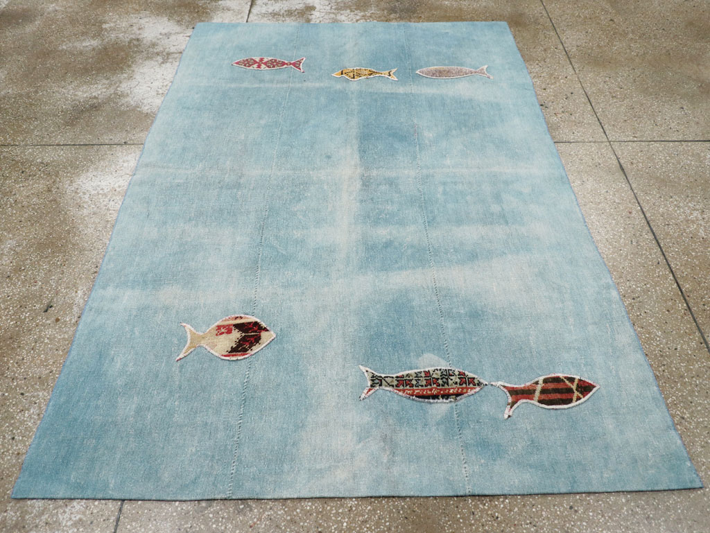 Modern Turkish Flatweave Accent Rug, No.30194 - Galerie Shabab