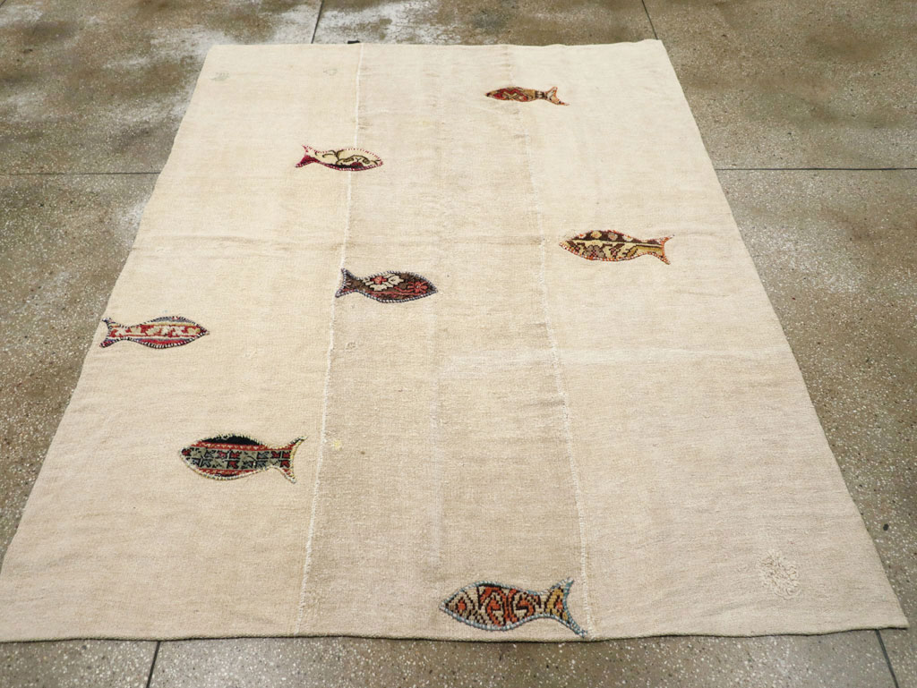 Modern Turkish Flatweave Accent Rug, No.30196 - Galerie Shabab