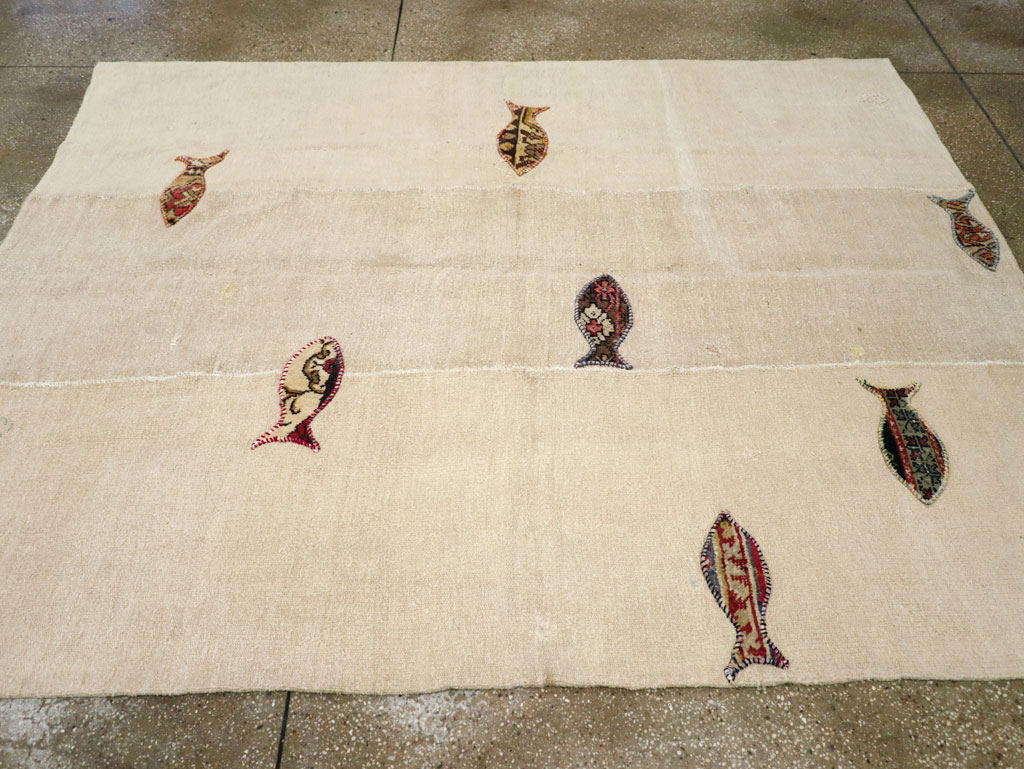 Modern Turkish Flatweave Accent Rug, No.30196 - Galerie Shabab