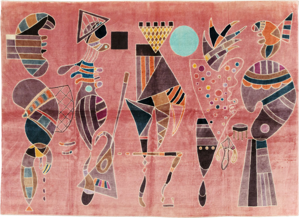 Vintage Turkish Cubist Style Art Deco Accent Carpet, No.30197 - Galerie Shabab