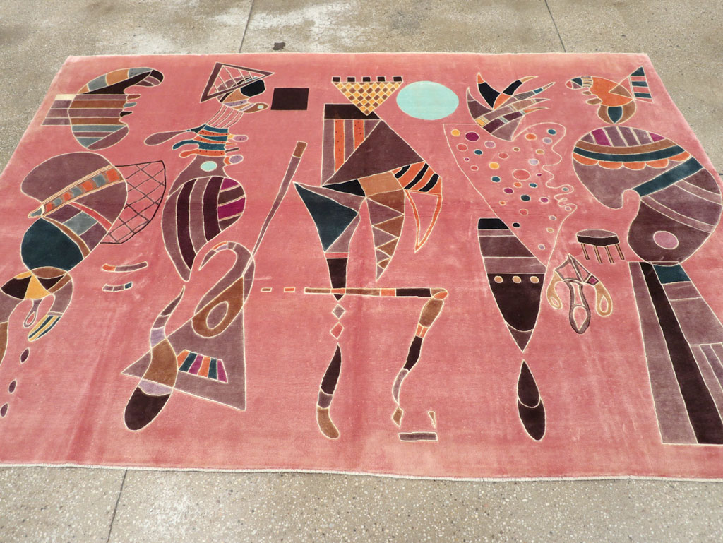 Vintage Turkish Cubist Style Art Deco Accent Carpet, No.30197 - Galerie Shabab