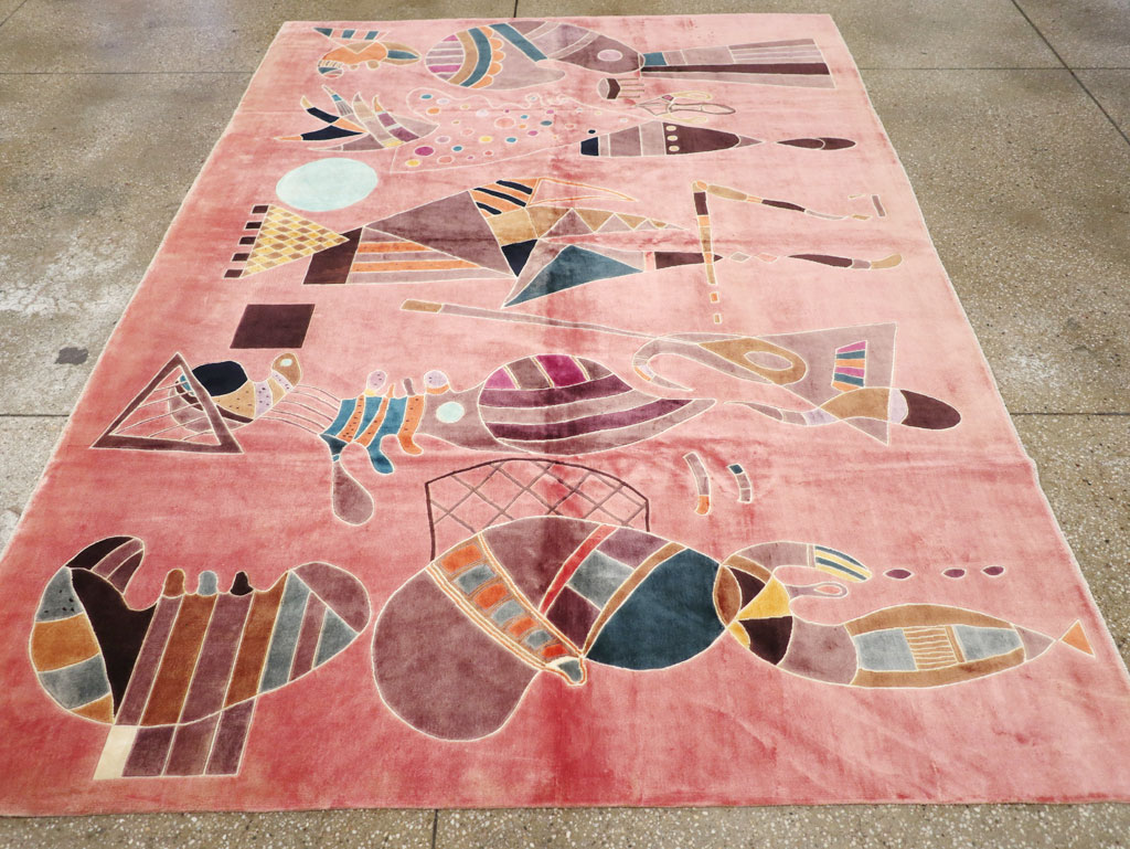 Vintage Turkish Cubist Style Art Deco Accent Carpet, No.30197 - Galerie Shabab