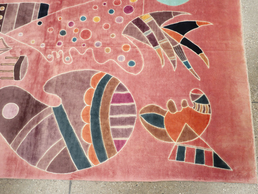 Vintage Turkish Cubist Style Art Deco Accent Carpet, No.30197 - Galerie Shabab