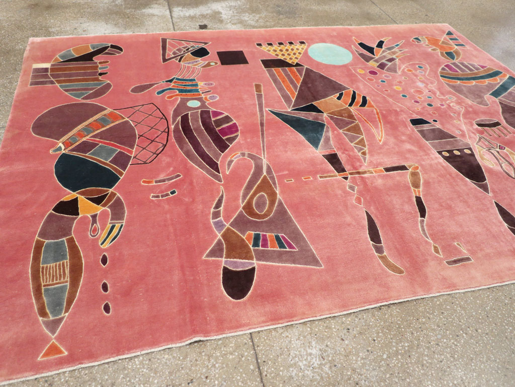 Vintage Turkish Cubist Style Art Deco Accent Carpet, No.30197 - Galerie Shabab