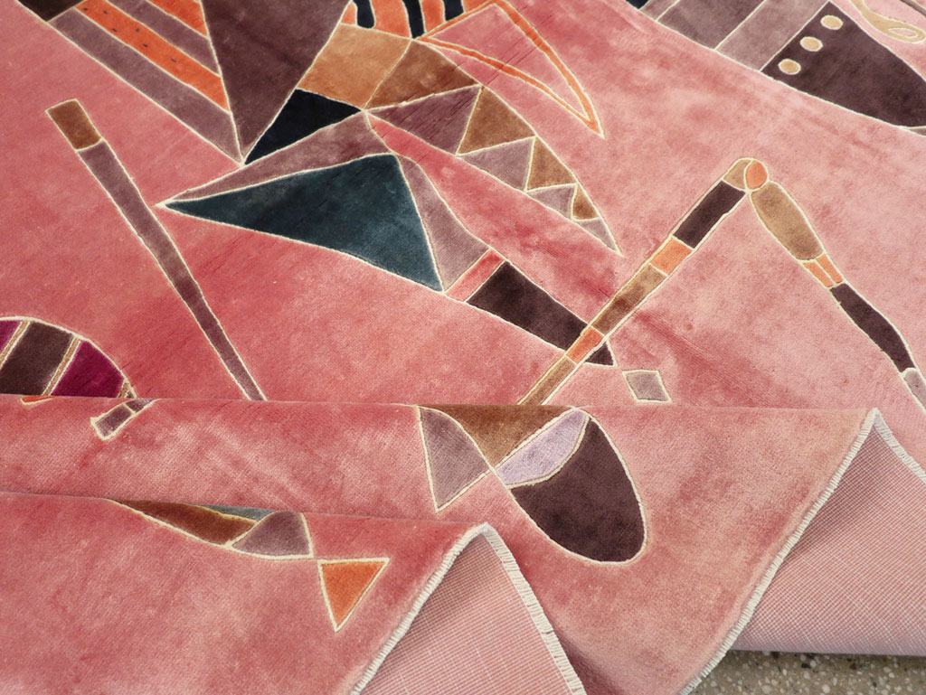 Vintage Turkish Cubist Style Art Deco Accent Carpet, No.30197 - Galerie Shabab