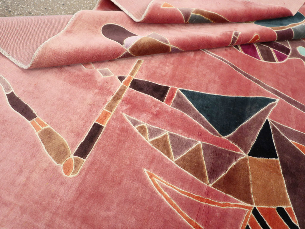 Vintage Turkish Cubist Style Art Deco Accent Carpet, No.30197 - Galerie Shabab