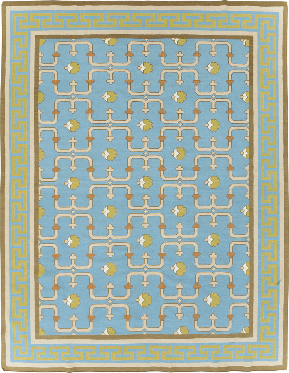 Contemporary Indian Flatweave Dhurrie Room Size Carpet, No.30199 - Galerie Shabab