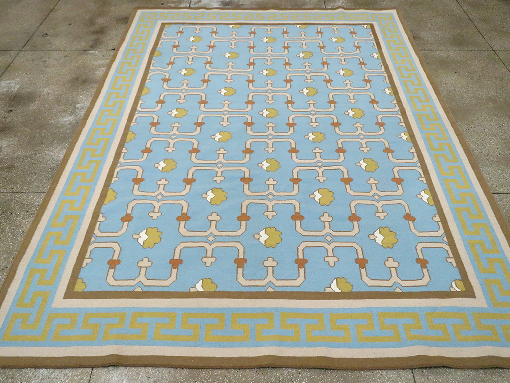 Contemporary Indian Flatweave Dhurrie Room Size Carpet, No.30199 - Galerie Shabab