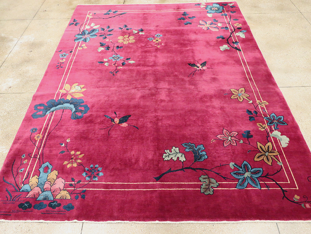 Vintage Chinese Deco Carpet, No.30204 - Galerie Shabab