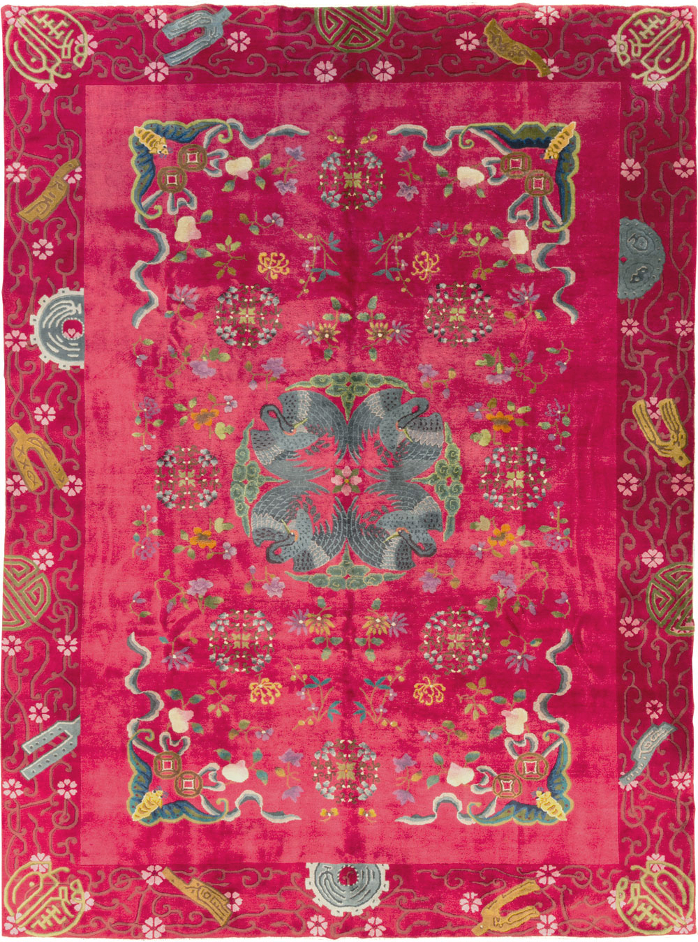 Vintage Chinese Deco Carpet, No.30205 - Galerie Shabab