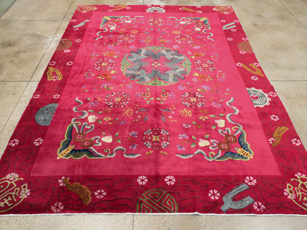 Vintage Chinese Deco Carpet, No.30205 - Galerie Shabab