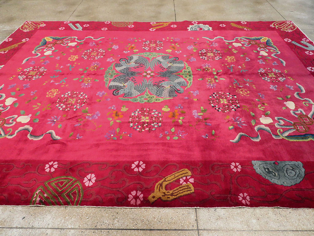 Vintage Chinese Deco Carpet, No.30205 - Galerie Shabab