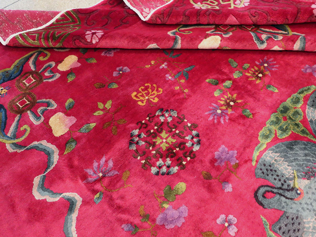 Vintage Chinese Deco Carpet, No.30205 - Galerie Shabab