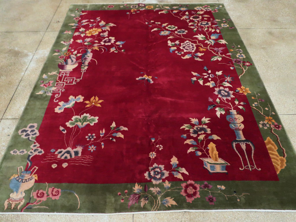 Vintage Chinese Deco Carpet, No.30206 - Galerie Shabab