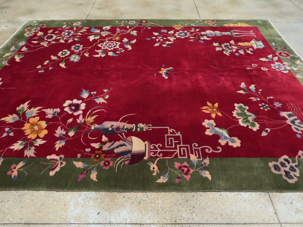 Vintage Chinese Deco Carpet, No.30206 - Galerie Shabab