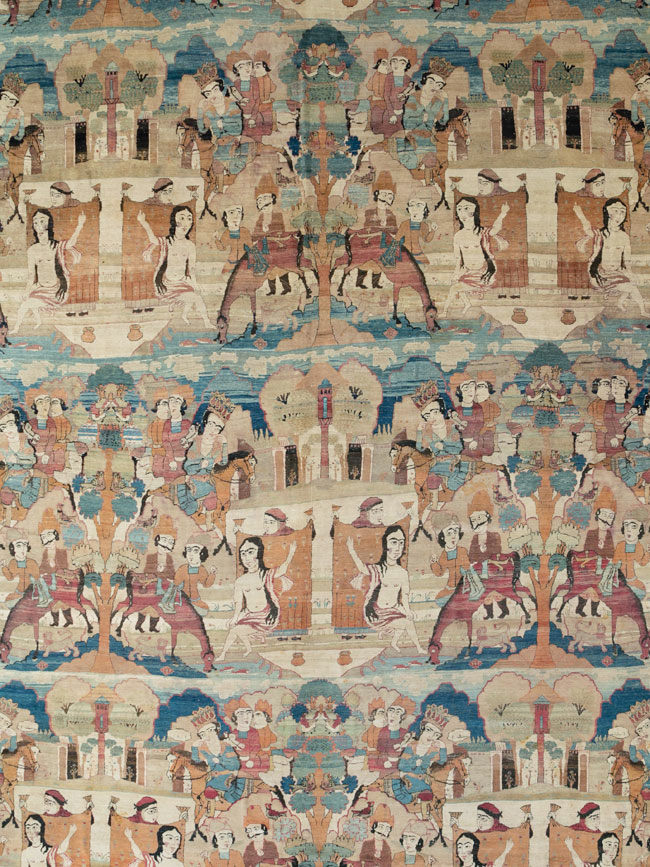 Antique Persian Lavar Kerman Pictorial Oversize Carpet, No.30212 - Galerie Shabab