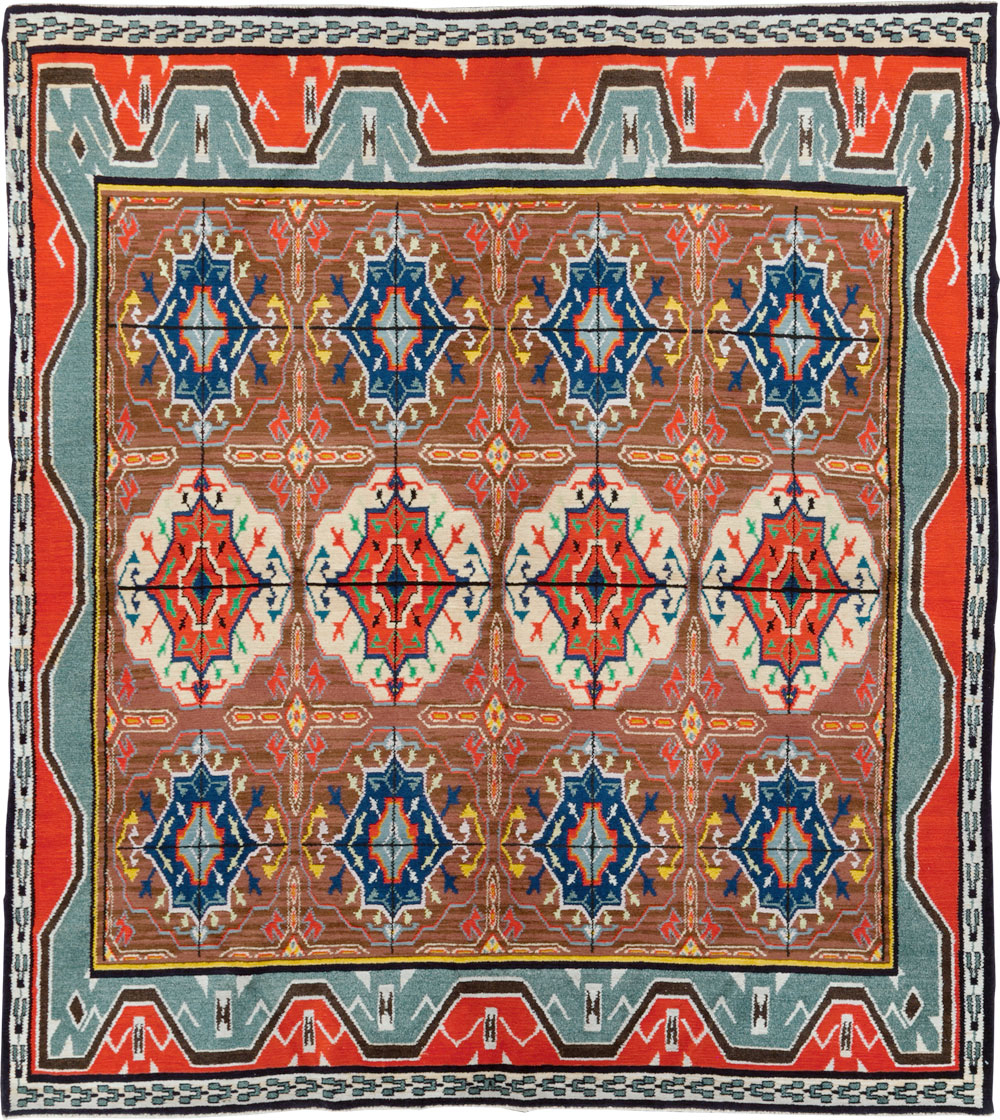 Vintage Persian Hamadan Square Rug, No.30215 - Galerie Shabab