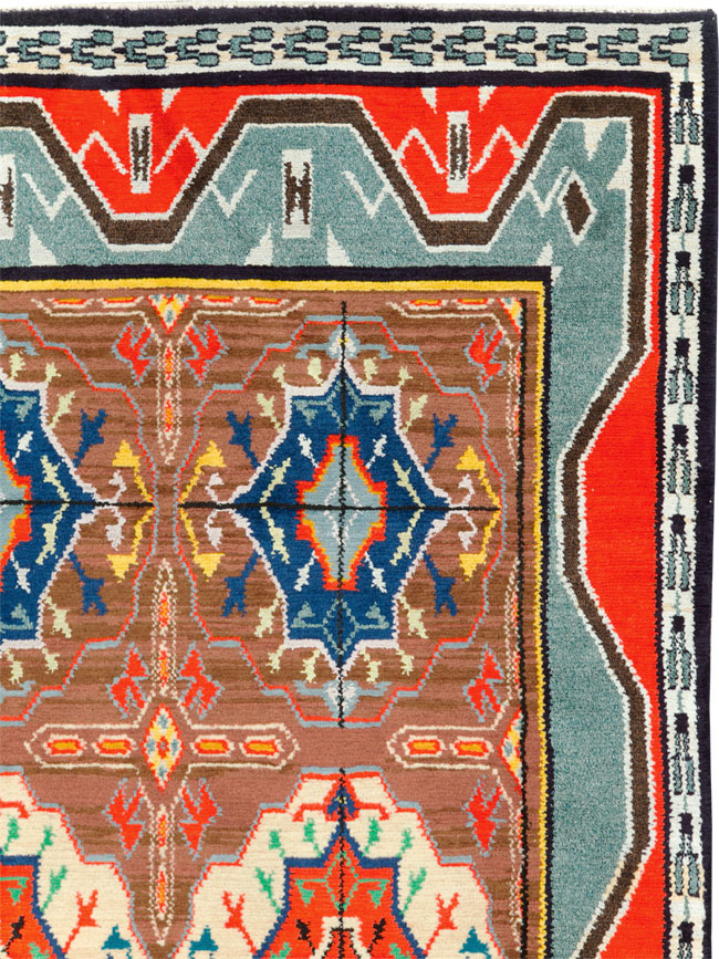 Vintage Persian Hamadan Square Rug, No.30215 - Galerie Shabab