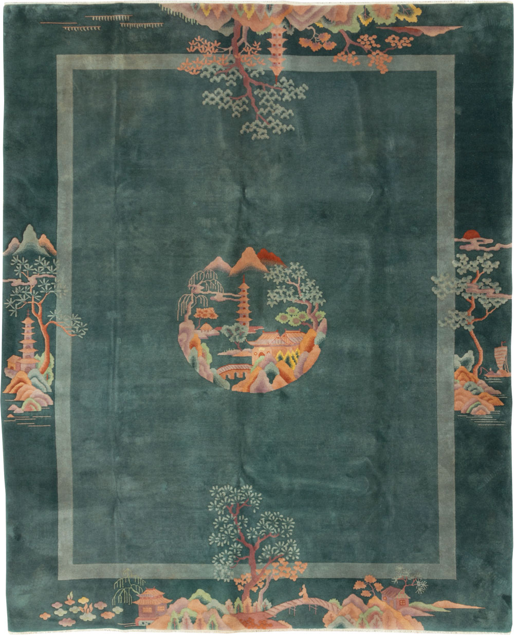Mid-20th Century Handmade Chinese Art Deco Carpet, No.30217 - Galerie Shabab