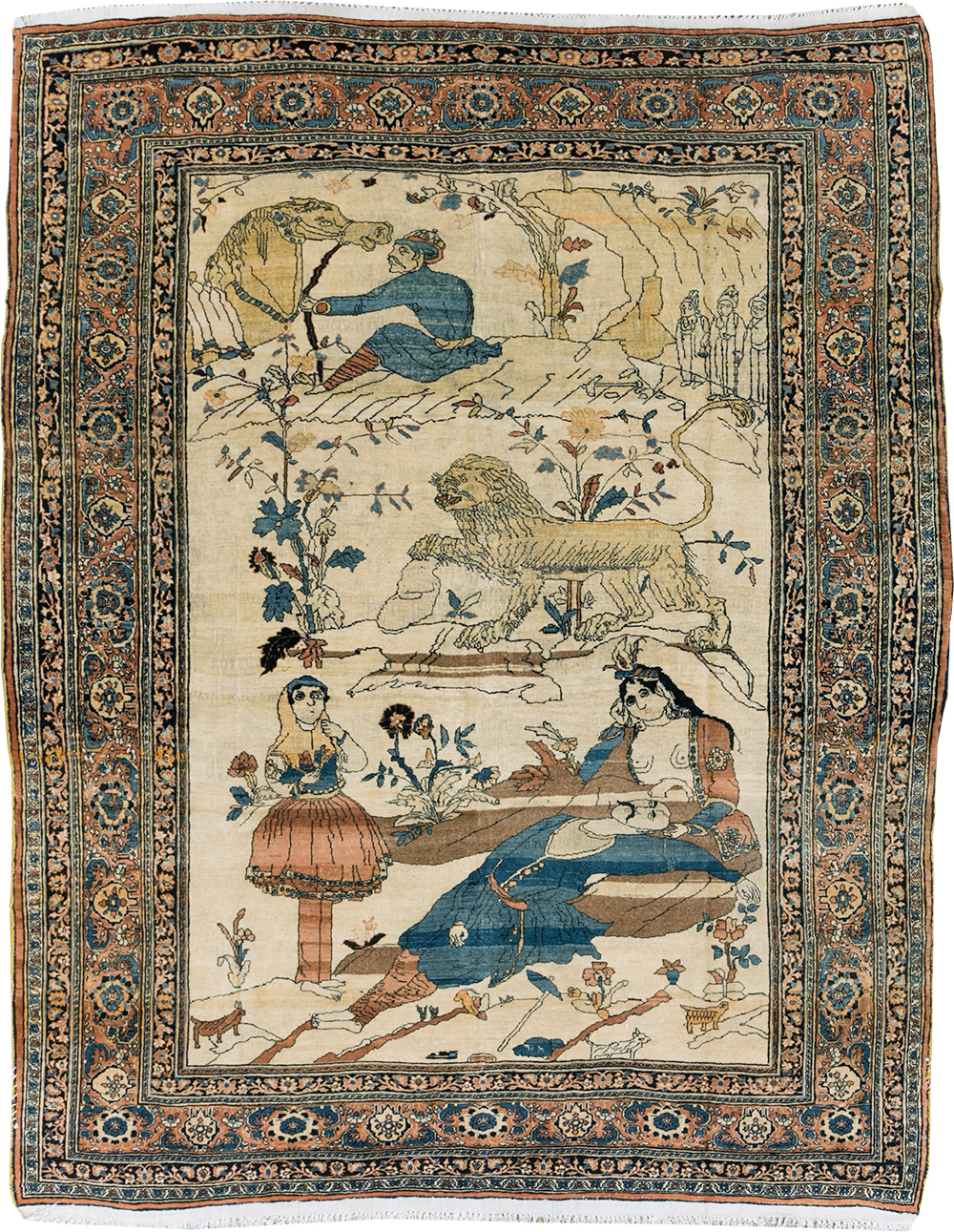 Antique Persian Tabriz Hadji Jalili Pictorial Rug, No.30225 - Galerie Shabab