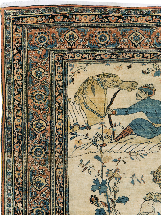 Antique Persian Tabriz Hadji Jalili Pictorial Rug, No.30225 - Galerie Shabab