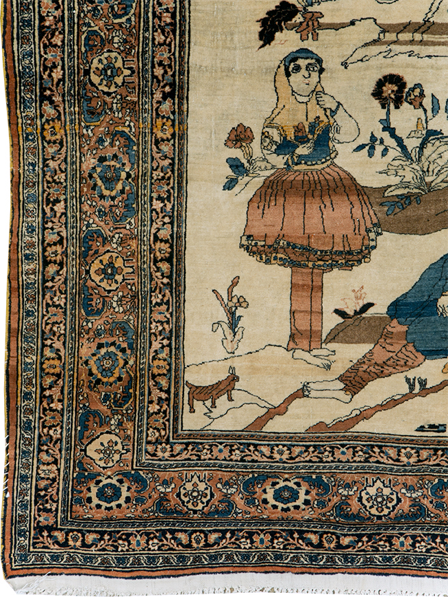 Antique Persian Tabriz Hadji Jalili Pictorial Rug, No.30225 - Galerie Shabab