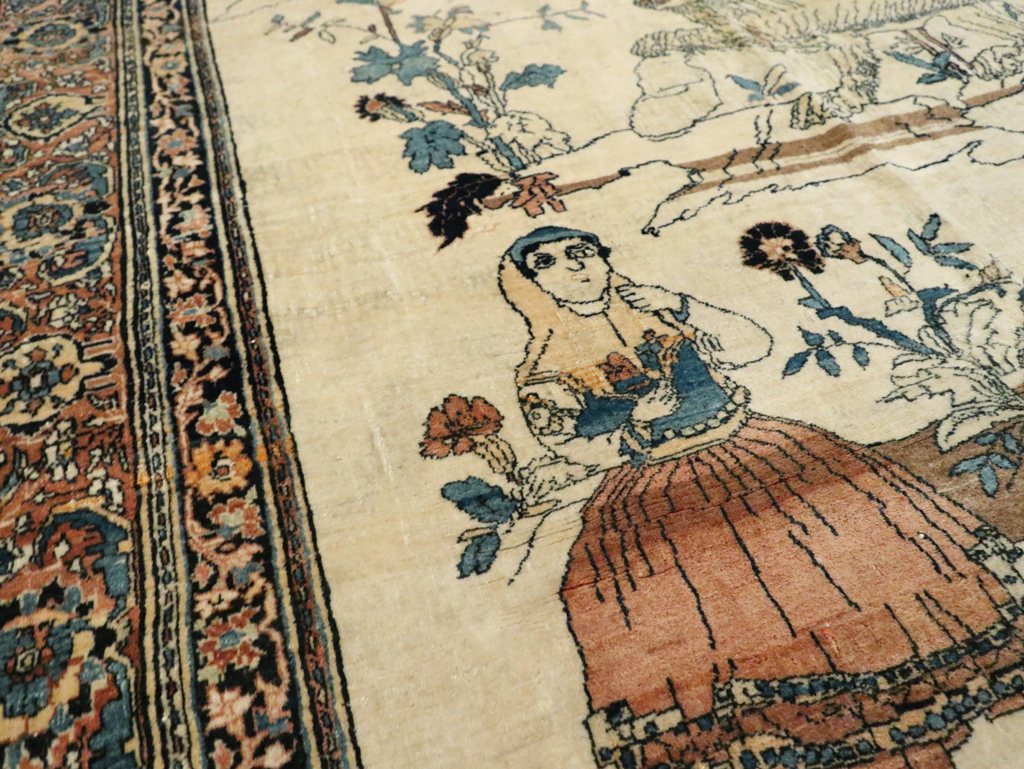 Antique Persian Tabriz Hadji Jalili Pictorial Rug, No.30225 - Galerie Shabab