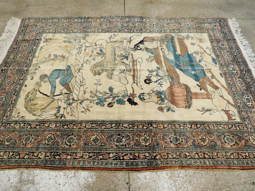Antique Persian Tabriz Hadji Jalili Pictorial Rug, No.30225 - Galerie Shabab