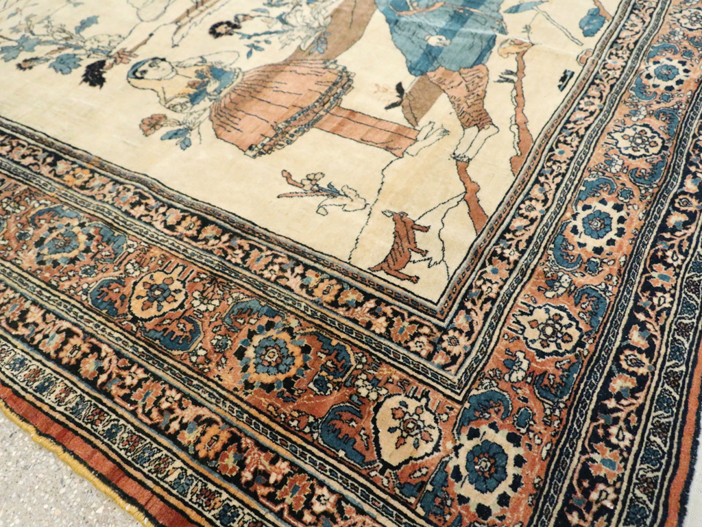 Antique Persian Tabriz Hadji Jalili Pictorial Rug, No.30225 - Galerie Shabab