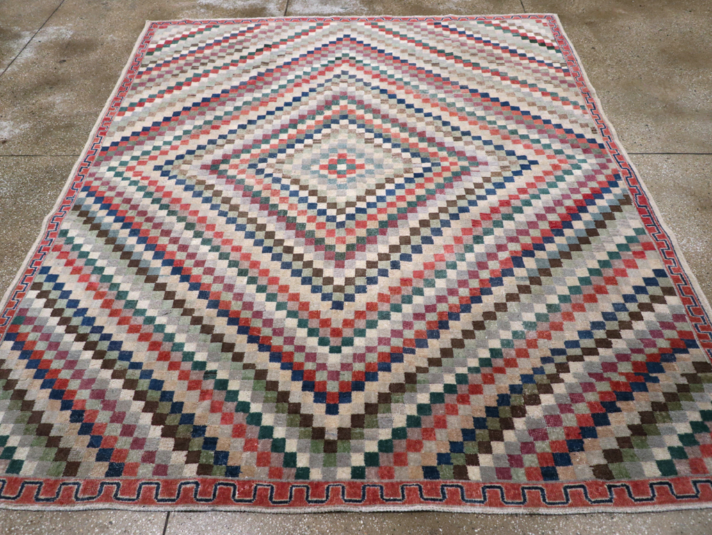 Vintage Anatolian Deco Carpet, No.30231 - Galerie Shabab