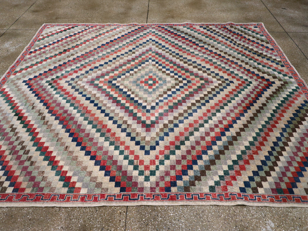 Vintage Anatolian Deco Carpet, No.30231 - Galerie Shabab