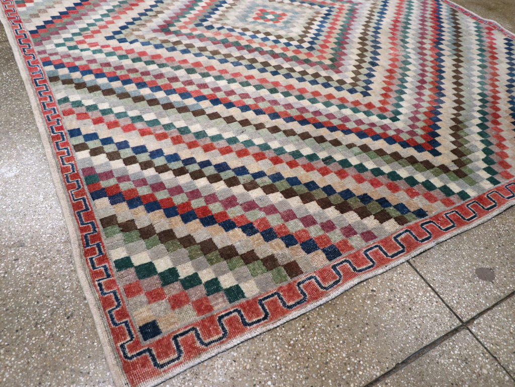 Vintage Anatolian Deco Carpet, No.30231 - Galerie Shabab