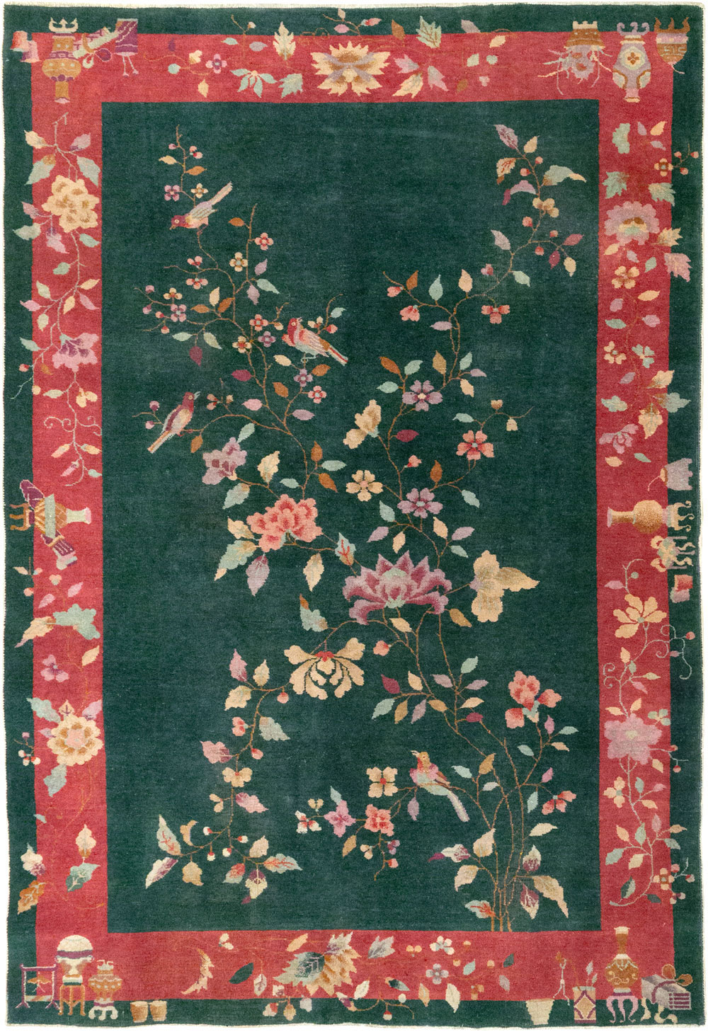 Vintage Chinese Art Deco Accent Rug, No.30239 - Galerie Shabab