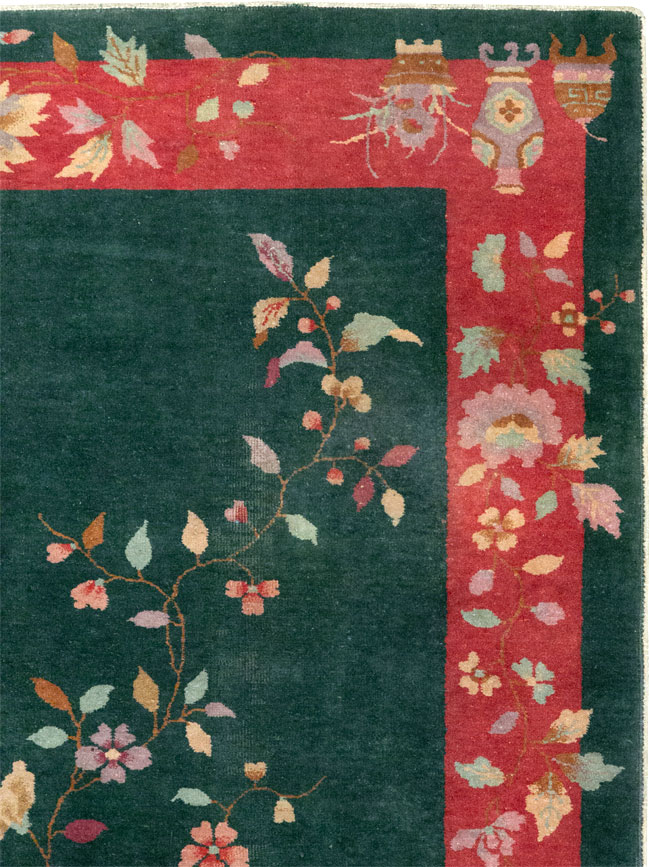 Vintage Chinese Art Deco Accent Rug, No.30239 - Galerie Shabab