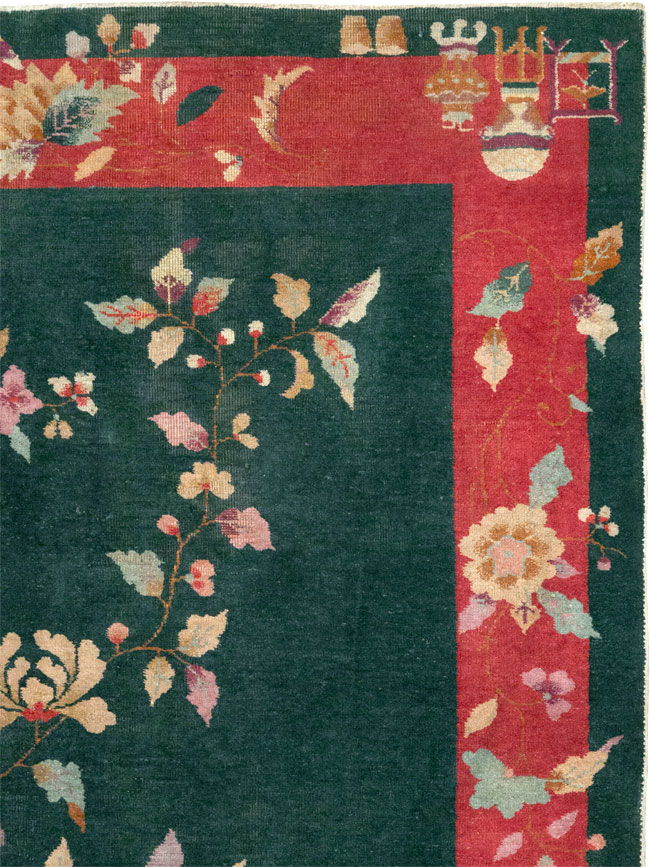 Vintage Chinese Art Deco Accent Rug, No.30239 - Galerie Shabab
