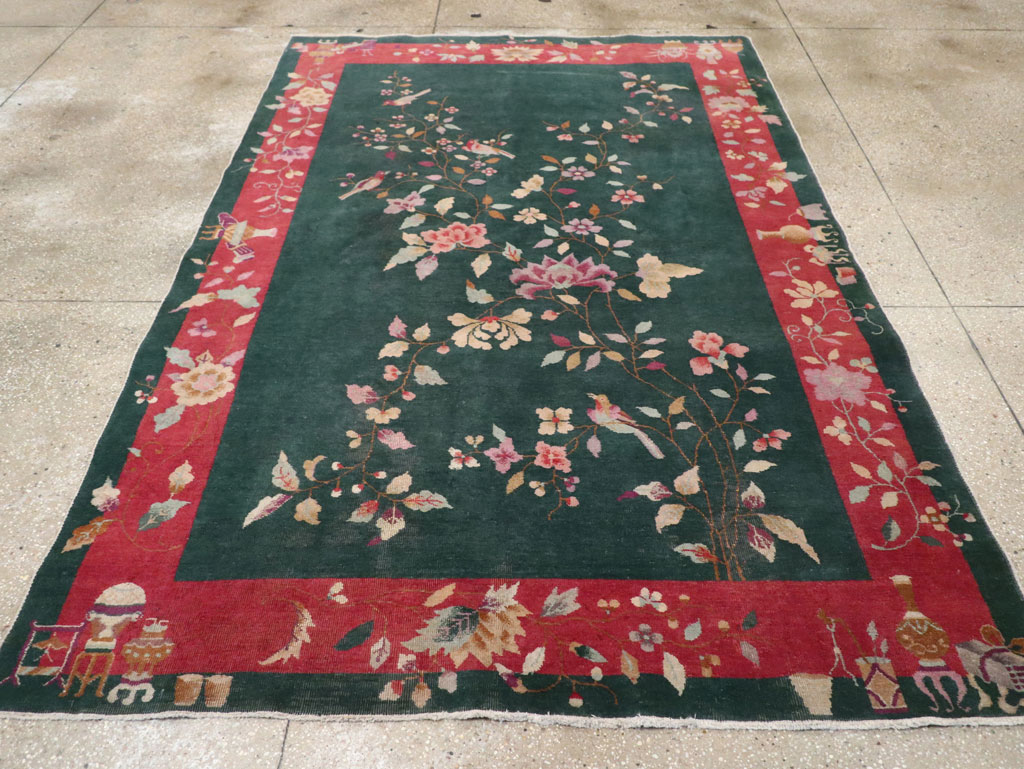 Vintage Chinese Art Deco Accent Rug, No.30239 - Galerie Shabab