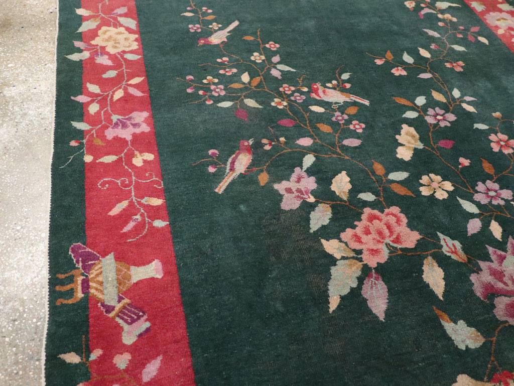 Vintage Chinese Art Deco Accent Rug, No.30239 - Galerie Shabab
