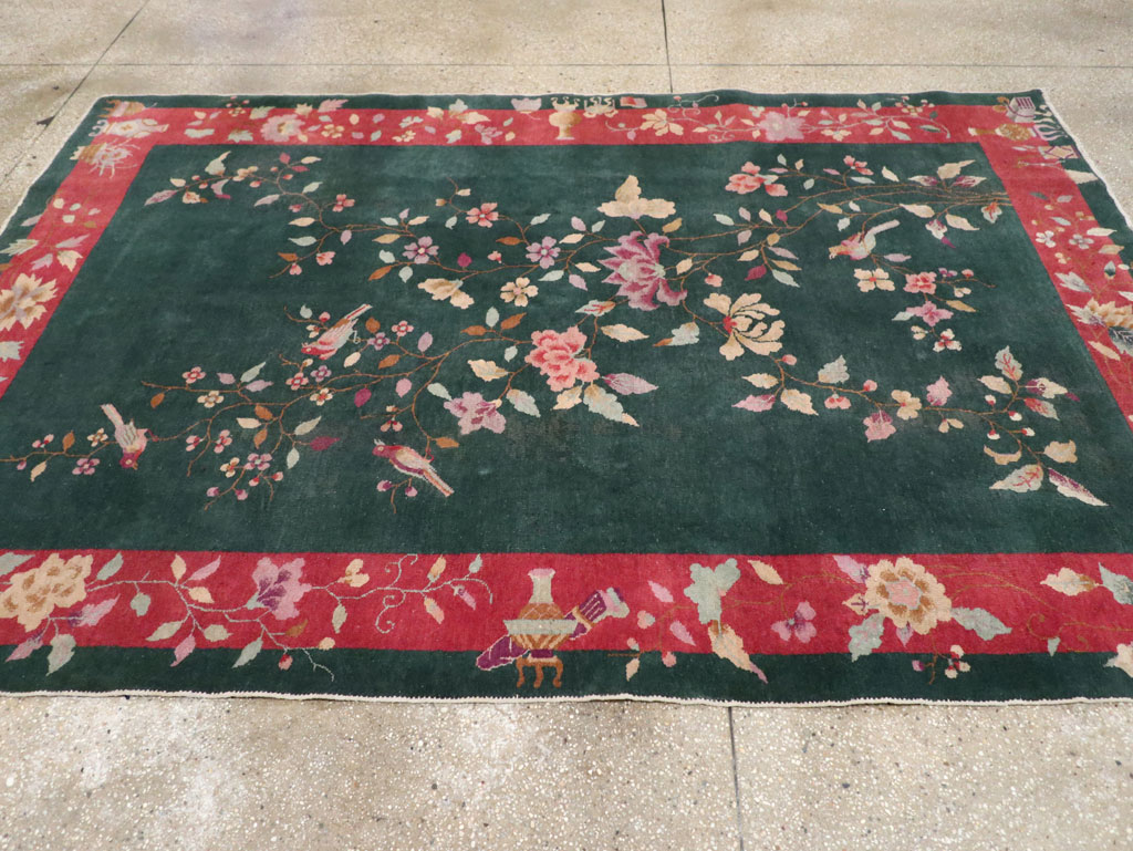 Vintage Chinese Art Deco Accent Rug, No.30239 - Galerie Shabab