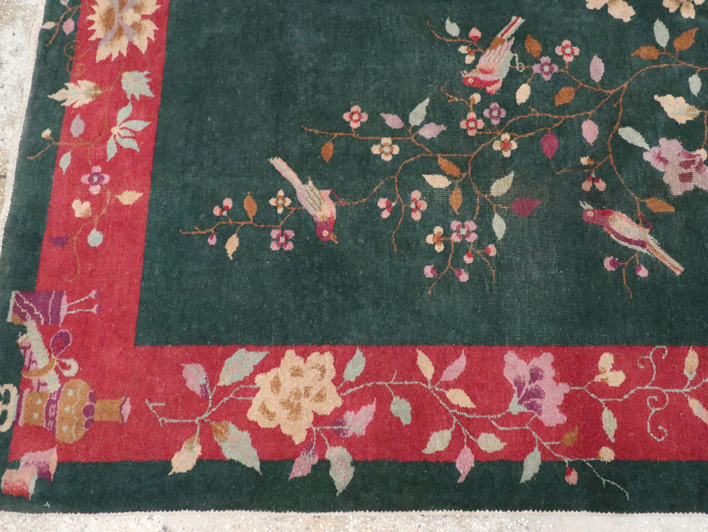 Vintage Chinese Art Deco Accent Rug, No.30239 - Galerie Shabab