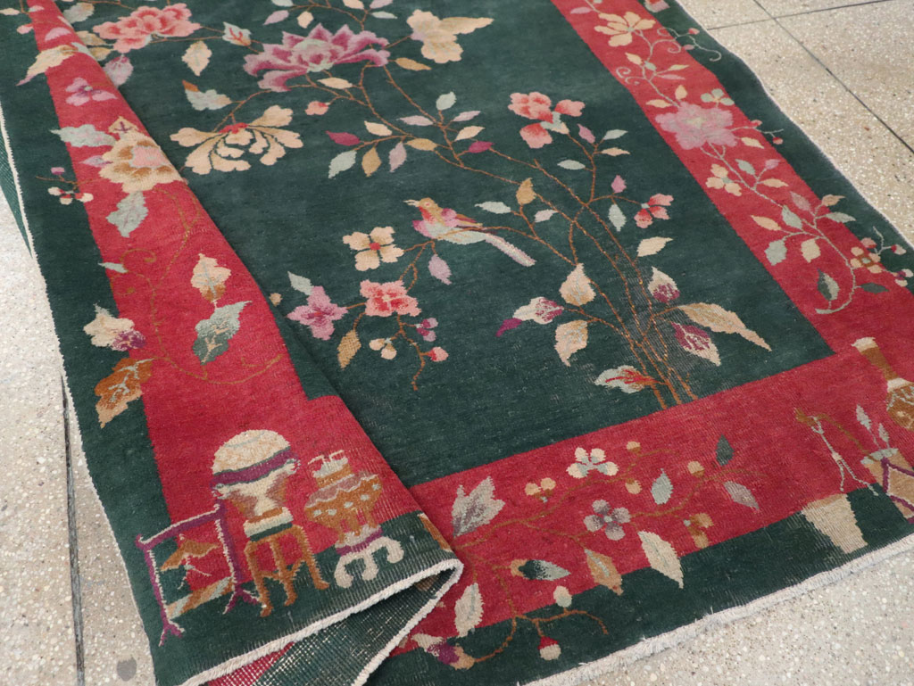 Vintage Chinese Art Deco Accent Rug, No.30239 - Galerie Shabab