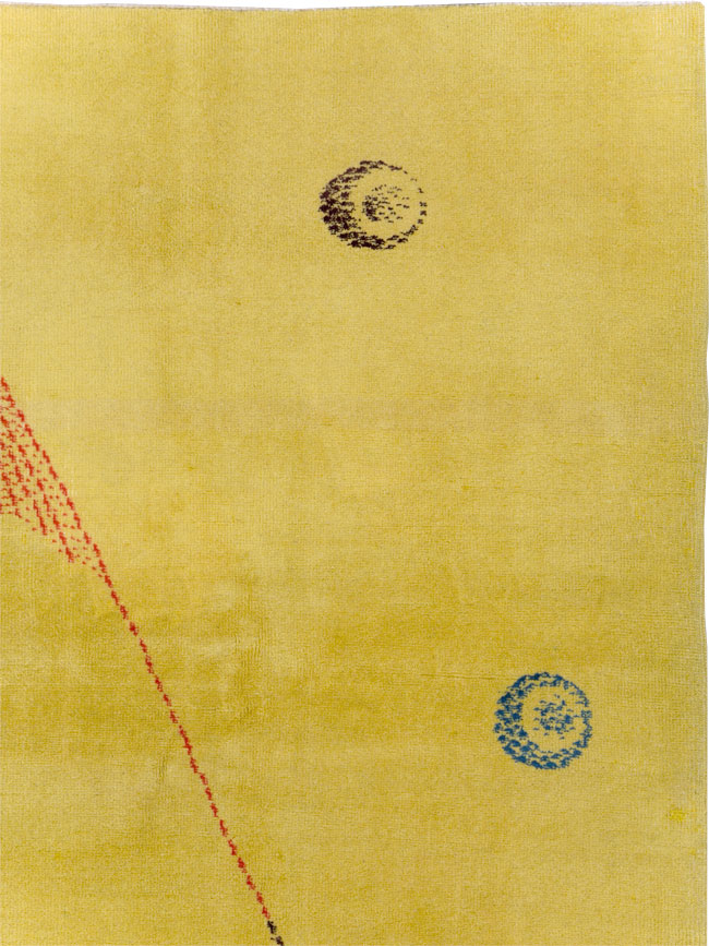 Vintage Turkish Art Deco Style Accent Carpet, No.30246 - Galerie Shabab