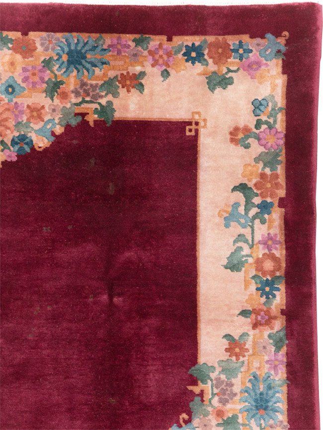 Vintage Chinese Art Deco Accent Rug, No.30267 - Galerie Shabab