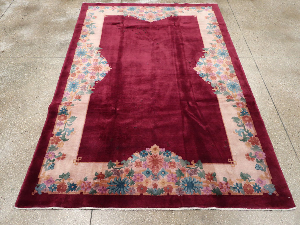 Vintage Chinese Art Deco Accent Rug, No.30267 - Galerie Shabab